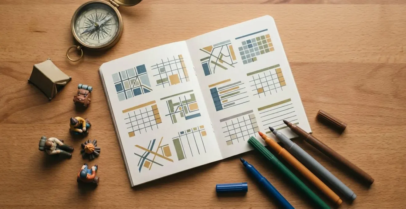 Vue en plongée d'un calendrier et accessoires de planification de voyage