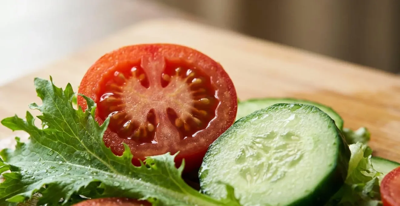 Gros plan sur des ingrédients frais pour une salade de camping équilibrée
