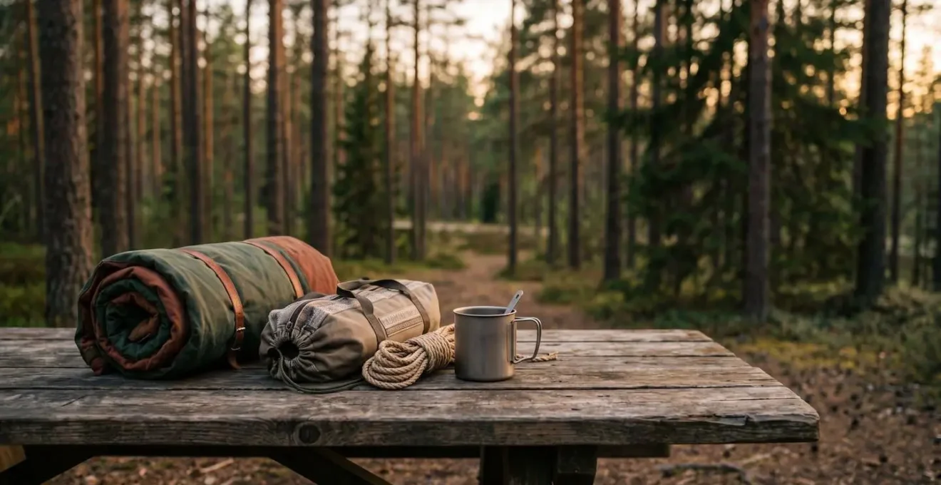 Préparation de vacances en camping avec check-list et équipement organisé