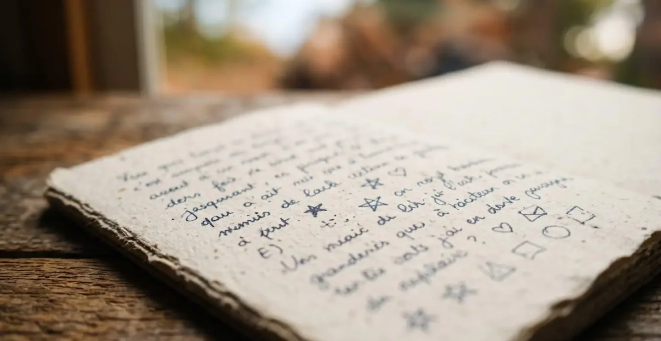 Carnet ouvert avec croquis et notes pour évaluer un camping